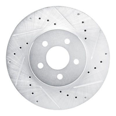 R1 89-95 Chrysler LeBaron Front Right Drilled & Slotted Silver Brake Rotor
