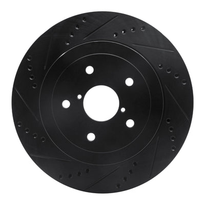R1 05-07 Subaru Impreza Rear Left Drilled & Slotted Black Brake Rotor
