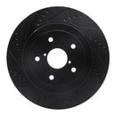 R1 05-07 Subaru Impreza Rear Left Drilled & Slotted Black Brake Rotor