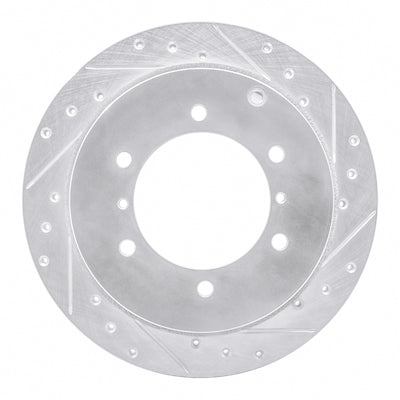 R1 90-04 Mitsubishi Montero Rear Right Drilled & Slotted Silver Brake Rotor