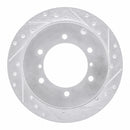 R1 90-04 Mitsubishi Montero Rear Right Drilled & Slotted Silver Brake Rotor