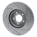 R1 07-13 Mazda 3 Front Left Drilled & Slotted Silver Brake Rotor