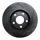 R1 85-91 Audi 5000CS Turbo Quattro Rear Left Drilled & Slotted Black Brake Rotor