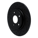 R1 17-25 Chrysler Grand Caravan Rear Left Drilled & Slotted Black Brake Rotor