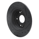 R1 05-17 Honda Accord Rear Left Drilled & Slotted Black Brake Rotor