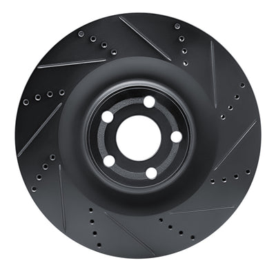 R1 21-25 Ford Mustang Mach-E Front Right Drilled & Slotted Black Brake Rotor