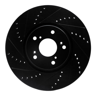 R1 04-08 Acura TL Front Left Drilled & Slotted Black Brake Rotor