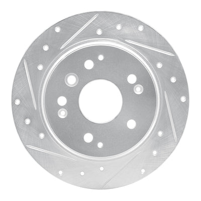 R1 99-11 Acura TL Rear Left Drilled & Slotted Silver Brake Rotor