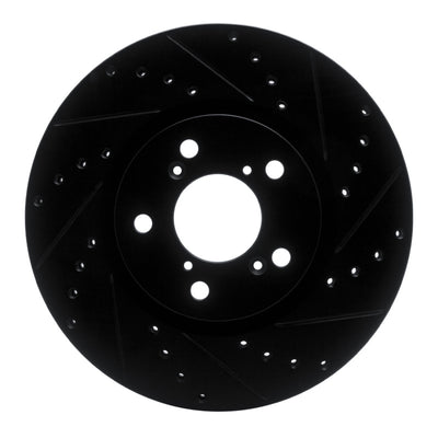 R1 06-14 Honda Ridgeline Front Right Drilled & Slotted Black Brake Rotor