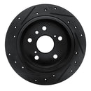 R1 02-08 Lexus ES300 Rear Right Drilled & Slotted Black Brake Rotor