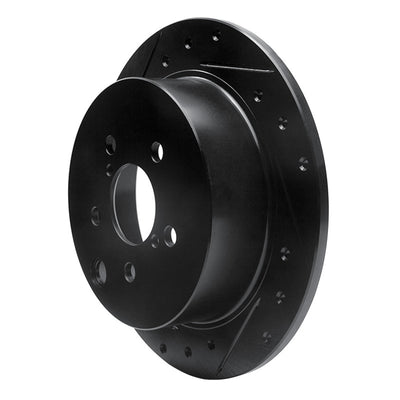 R1 12-23 Subaru XV Crosstrek Rear Drilled & Slotted Black Brake Rotor Set