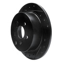 R1 12-23 Subaru XV Crosstrek Rear Drilled & Slotted Black Brake Rotor Set