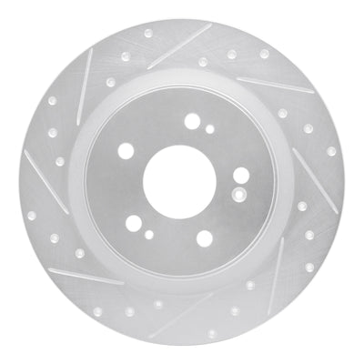 R1 18-25 Honda Odyssey Rear Left Drilled & Slotted Silver Brake Rotor