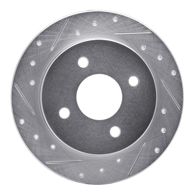 R1 01-19 Ford Focus Rear Left Drilled & Slotted Silver Brake Rotor