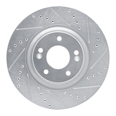 R1 17-20 Kia Cadenza Front Right Drilled & Slotted Silver Brake Rotor