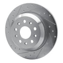 R1 18-25 Jeep Wrangler Rear Left Drilled & Slotted Silver Brake Rotor