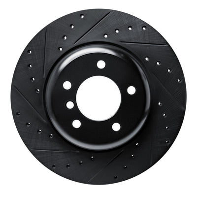 R1 09-16 BMW Z4 Front Left Drilled & Slotted Black Brake Rotor