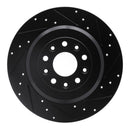 R1 05-19 Ford Freestyle Rear Right Drilled & Slotted Black Brake Rotor