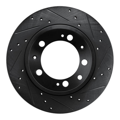 R1 86-95 Porsche 944 Turbo Rear Right Drilled & Slotted Black Brake Rotor