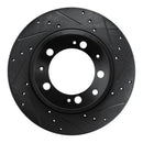 R1 86-95 Porsche 944 Turbo Rear Right Drilled & Slotted Black Brake Rotor
