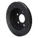 R1 90-92 Ford Taurus SHO Rear Left Drilled & Slotted Black Brake Rotor