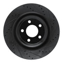 R1 20-25 Ford Police Interceptor Utility Front Left Drilled & Slotted Black Brake Rotor