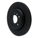 R1 01-06 BMW 330I Rear Right Drilled & Slotted Black Brake Rotor
