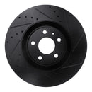 R1 04-09 Audi S4 Front Right Drilled & Slotted Black Brake Rotor
