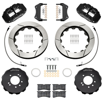 Wilwood 99-02 Nissan Skyline Superlite 6R Front BBK w/ 12.88in Slotted Rotors & Flexlines - Black