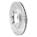 R1 85-12 Nissan D21 Hardbody Pickup HD (6 Cyl) Front Right Drilled & Slotted Silver Brake Rotor