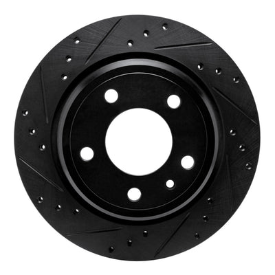 R1 88-94 BMW 750IL Rear Left Drilled & Slotted Black Brake Rotor