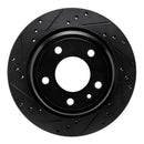 R1 88-94 BMW 750IL Rear Left Drilled & Slotted Black Brake Rotor