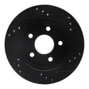 R1 90-92 Ford Taurus SHO Rear Left Drilled & Slotted Black Brake Rotor