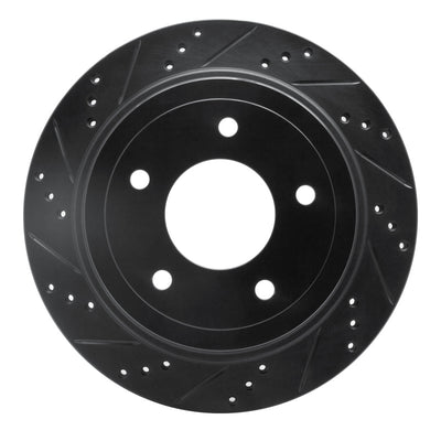 R1 04-06 Ford Econoline Rear Left Drilled & Slotted Black Brake Rotor