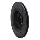 R1 05-23 Chrysler 300 Rear Left Drilled & Slotted Black Brake Rotor