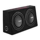 DS18 Dual 10in Shallow Enclosure w/ Subwoofer 350 Watts RMS Sealed Black Carpet
