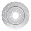 R1 04-09 Cadillac SRX Rear Right Drilled & Slotted Silver Brake Rotor
