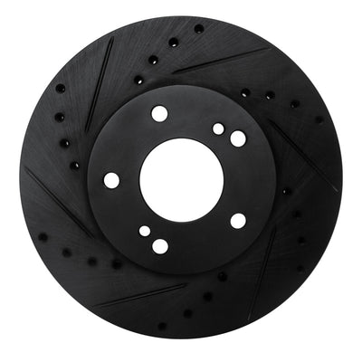 R1 89-90 Nissan 300ZX Front Left Drilled & Slotted Black Brake Rotor