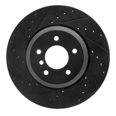 R1 04-10 BMW 535I Rear Left Drilled & Slotted Black Brake Rotor