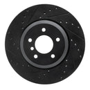 R1 04-10 BMW 535I Rear Left Drilled & Slotted Black Brake Rotor