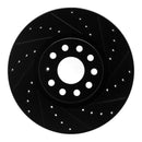 R1 2005-2025 Audi A3 Quattro Front Right Drilled & Slotted Black Brake Rotor