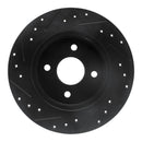 R1 02-04 Ford Focus Rear Right Drilled & Slotted Black Brake Rotor