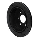 R1 05-25 Nissan Frontier Rear Left Drilled & Slotted Black Brake Rotor