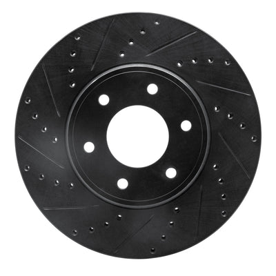 R1 06-09 Chevrolet Trailblazer Front Left Drilled & Slotted Black Brake Rotor