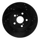 R1 10-17 Lexus CT200H Front Left Drilled & Slotted Black Brake Rotor