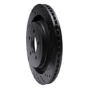 R1 15-23 Ford Mustang Rear Right Drilled & Slotted Black Brake Rotor