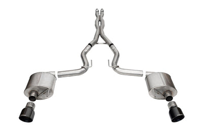 Corsa 24+ Ford MustangGT Sport Cat-Back Ex.Sys 3.0in Dual Rear Exit w/4.5in Blk PVD Pro Series Tips