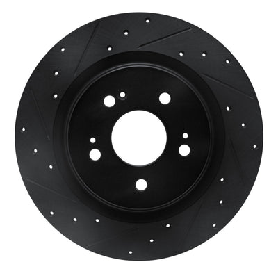 R1 18-25 Honda Odyssey Rear Left Drilled & Slotted Black Brake Rotor
