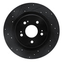R1 18-25 Honda Odyssey Rear Left Drilled & Slotted Black Brake Rotor