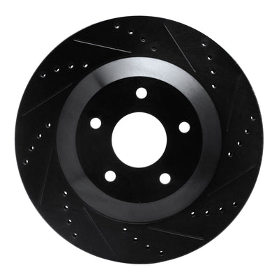 R1 97-09 Cadillac XLR Left Front Drilled & Slotted Black Brake Rotor